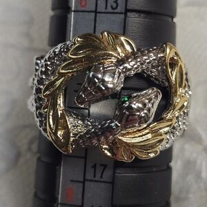 Ying & Yang Gold and Silver Snake Ring Sz7